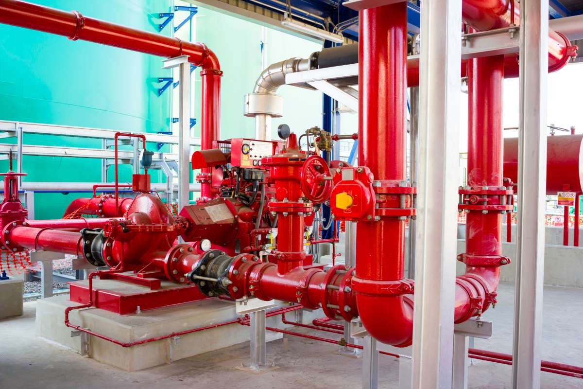 Fire pump room with diesel and jockey pumps